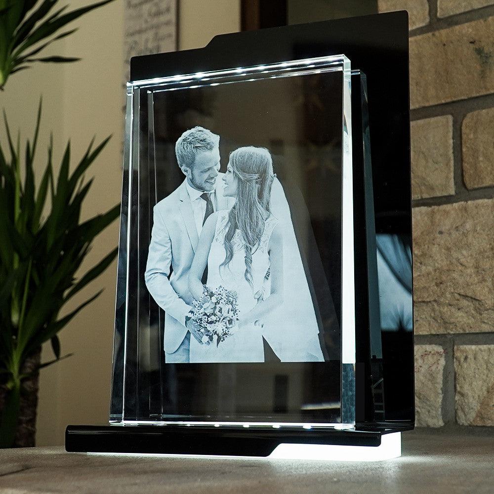 Plaque de Verre Prisme Géant Portrait Gravée 2D - Cadeau Élégant - Cadeaux en verre