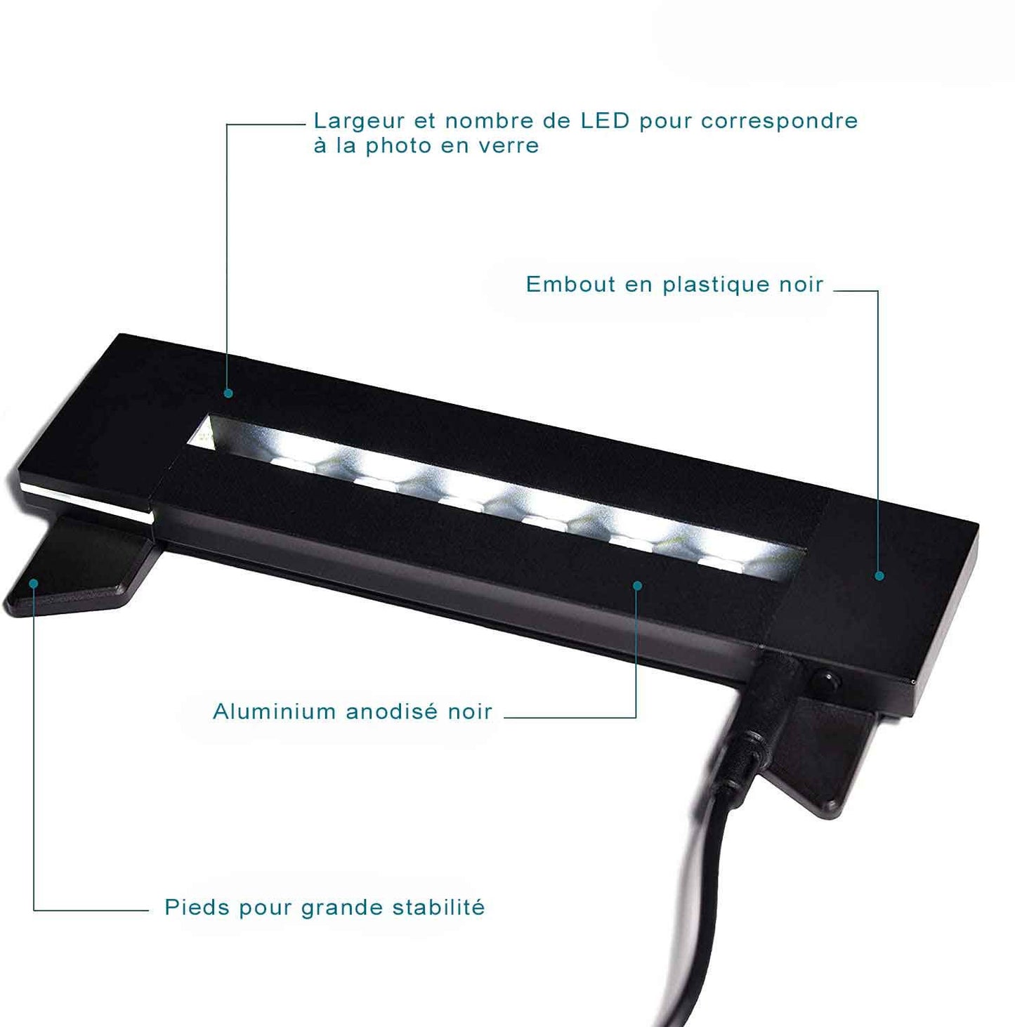 Détails Socle lumineux à LEDs Polaris 90, parfait pour éclairer un verre gravé en 2D au laser.